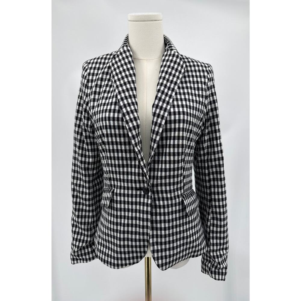 Maison D’amélie Black White Gingham Single Button Blazer Jacket XS